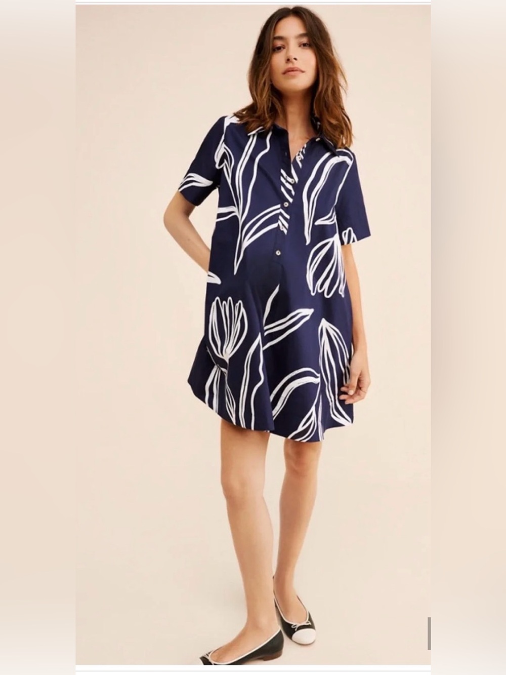Anthropology Pollie Short-Sleeve Swing Tunic Mini Dress XS  P2P 21 L 32